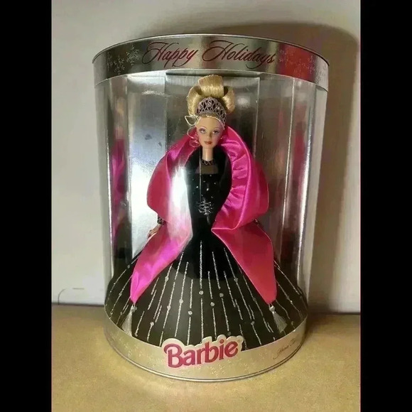 Happy Holidays Christmas Special Edition 1998 Barbie Doll Mattel -Black and Pink